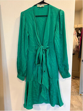 Nouvelle Silk95Five Ananda Silk Wrap Dress Green Small